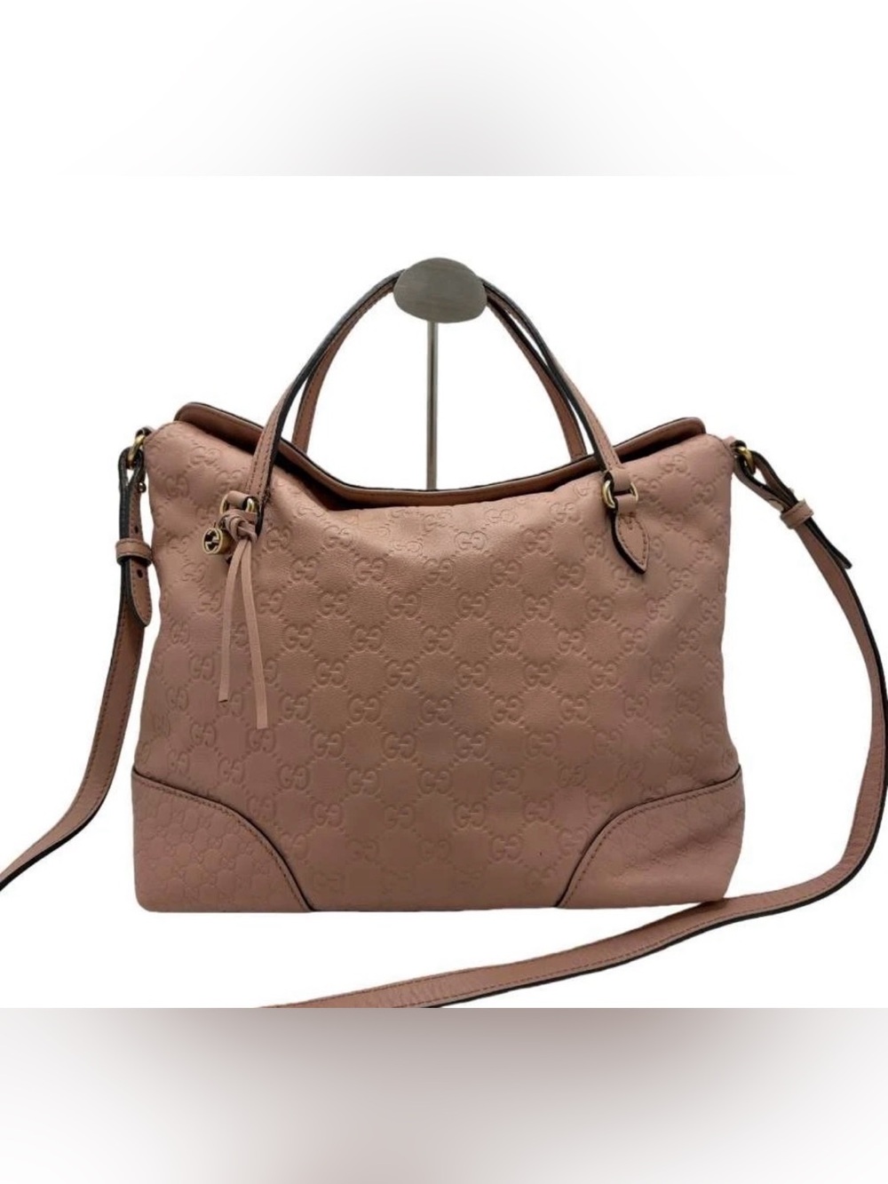 GUCCI Guccissima Bree Medium Foldover Tote Pink Leather 2-Way Crossbody Bag - Picture 3 of 15